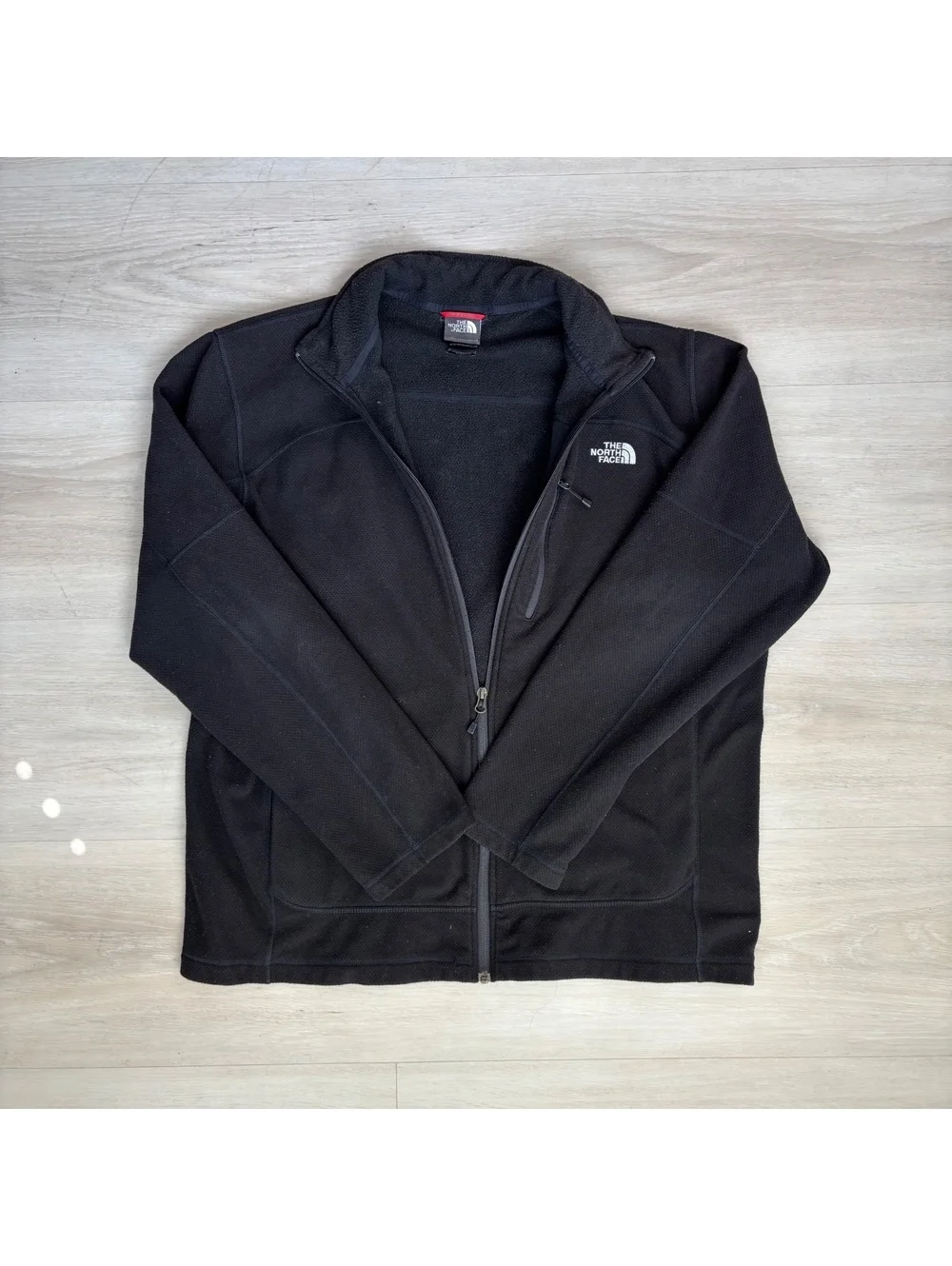 The North Face Mens XL Black Full Zip Fleece Jacket Zip Chest Pocket Outdoor